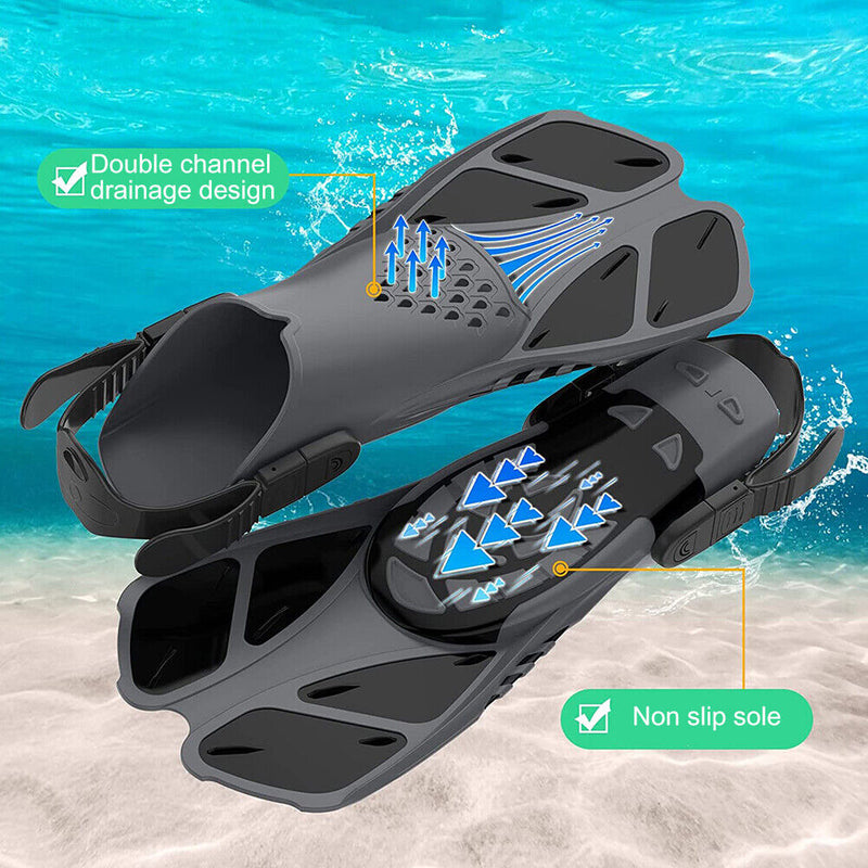 Diving Swimming Fins Adults Water Sport Training Foot Flippers (Black L/XL)