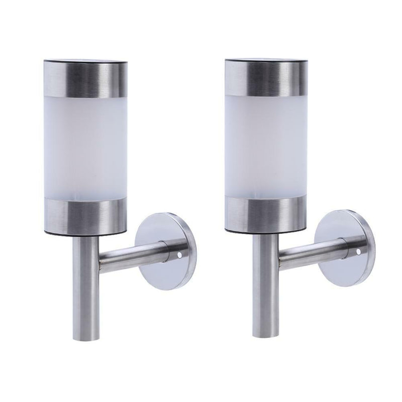 2 STAINLESS STEEL SOLAR POWERED LED WALL LIGHT FENCE LAMP OUTDOOR LIGHTS GARDEN
