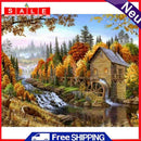 11CT Full Embroidery DIY Autumn Cottage Stamped Cross Stitch Art Needlework Kit