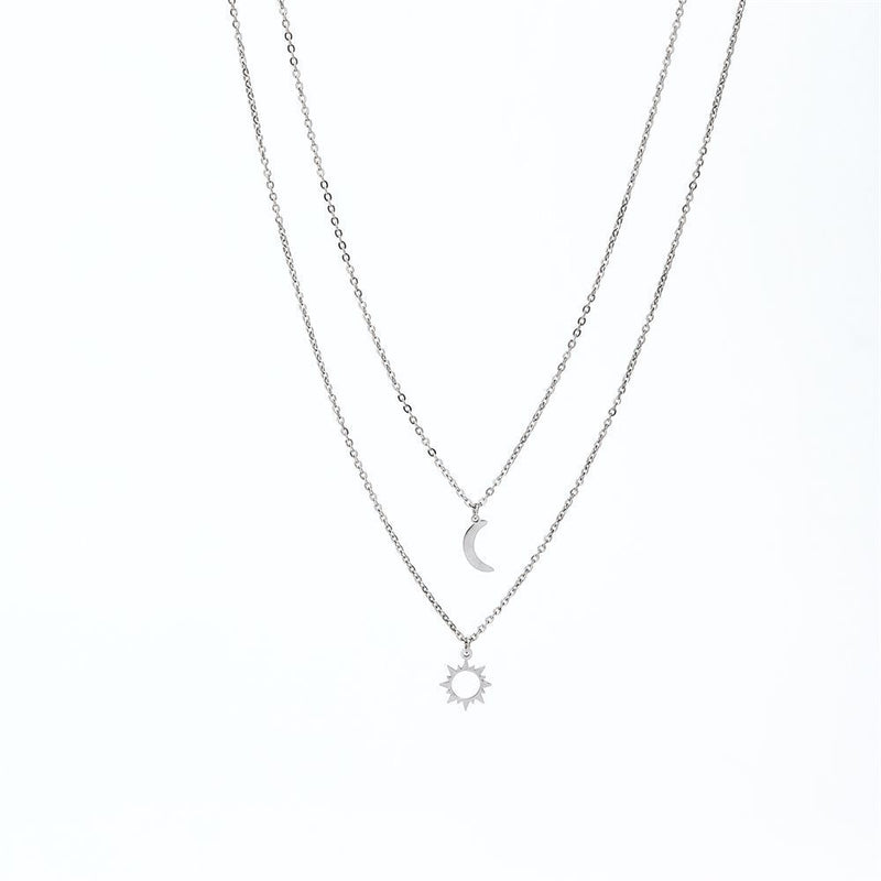 Women Men Couple Pendant Family Jewelry Clavicle Necklace Moon Sun Necklace