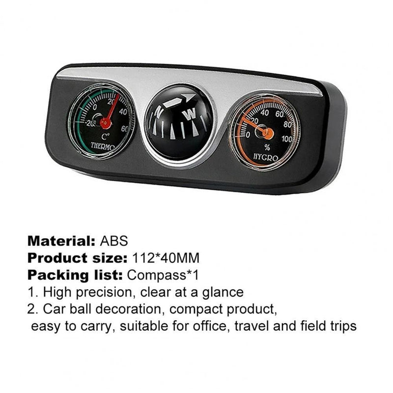 Compass Travel Map 3 in 1 Car Vehicle Dashboard Hygrometer Thermometer