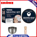 3x Mens Shaving Soap Kit with Shaving Brush Bowl Facial Beard Mustache Cleaning