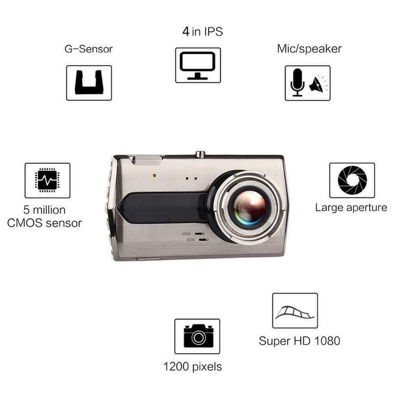 Car DVR 4Inch Screen Full HD 1080P Dual Lens Rear View Video Recorder Dash Q9L7