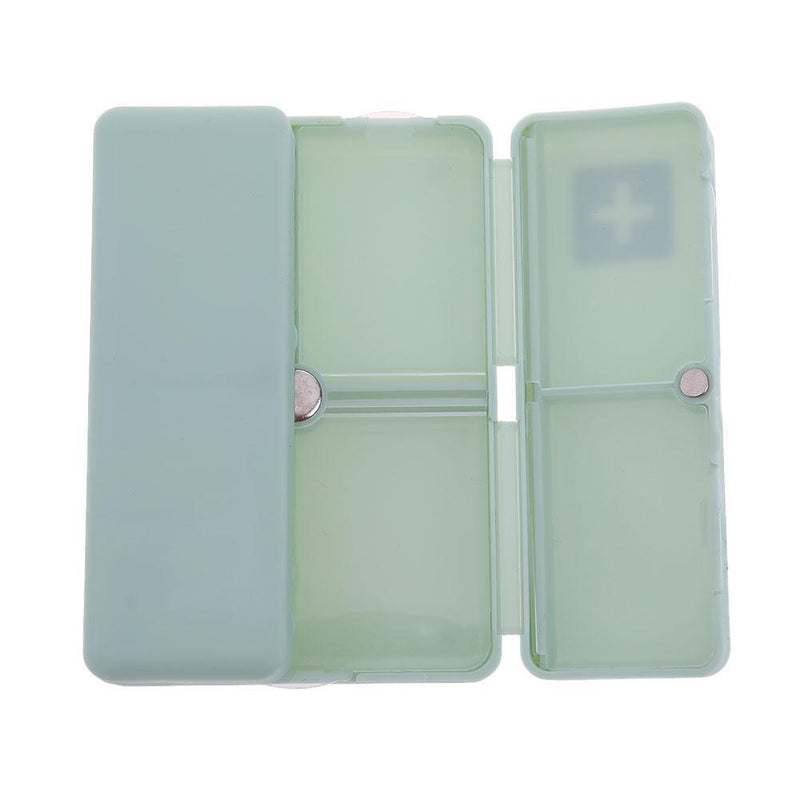 7 Grids Weekly Pill Box Magnet Lid Tablet Storage Box Pill Splitter (Green)
