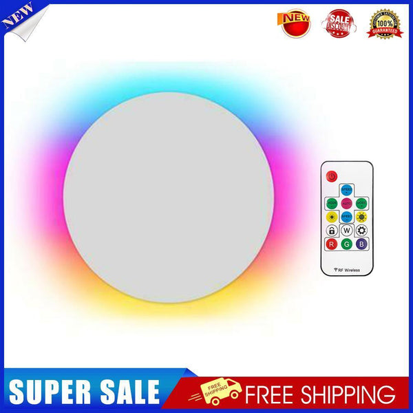 Modern Round LED Wall Lights RGB Remote Lamp Bedroom Decorations (White)