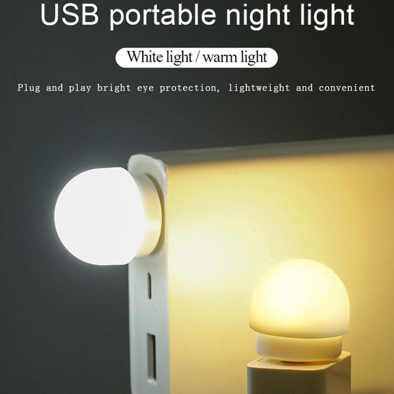 USB Plug Lamp Computer Mobile Power Charging USB Night Light (1pc-Warm)