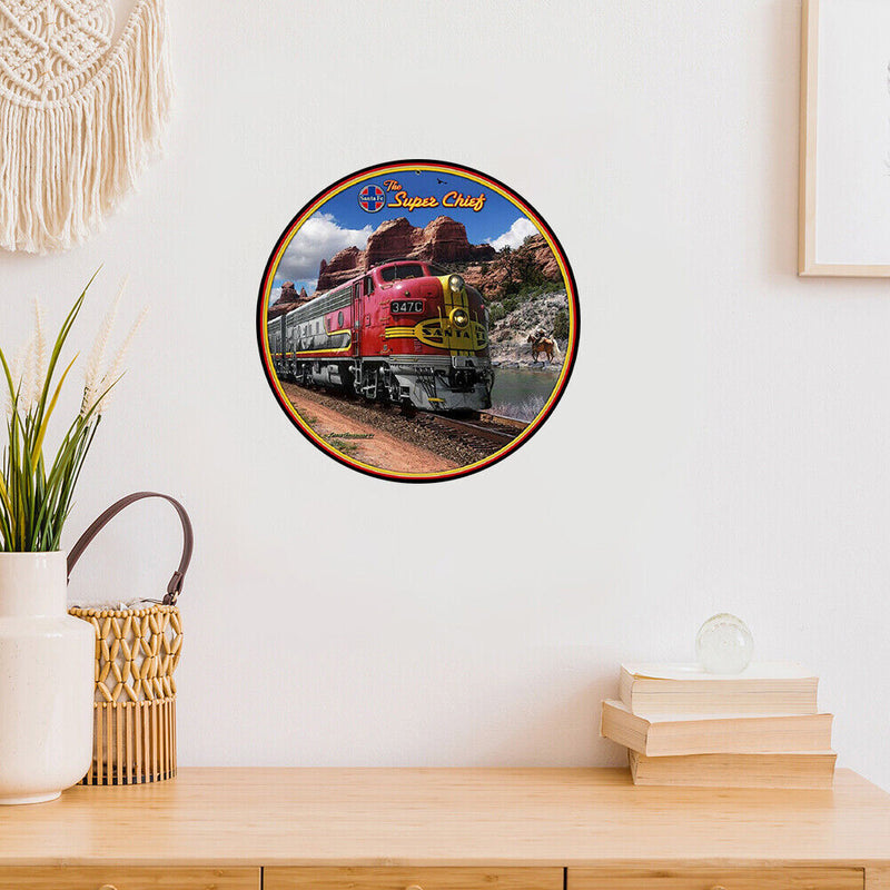 Round Train Retro Metal Plate Tin Sign Plaque for Bar Pub Club Cafe Poster