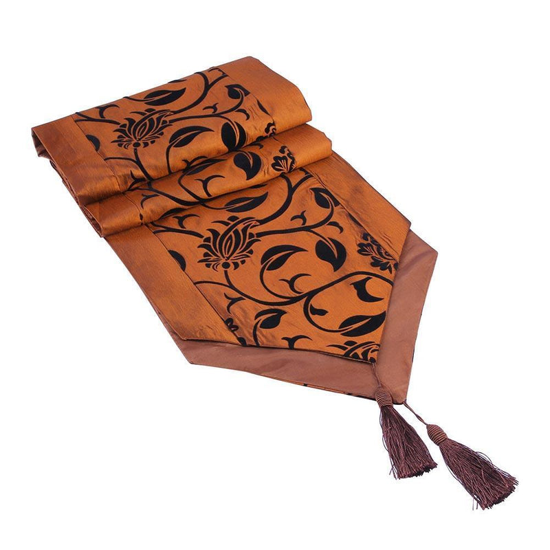 Chameleon Flocking Tablecloth Home Runners Dinner Table Flag Cover(Coffee)