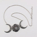 Pagan Jewelry Crystal Pentacle Pentagram Pendant Choker Triple Moon Necklace