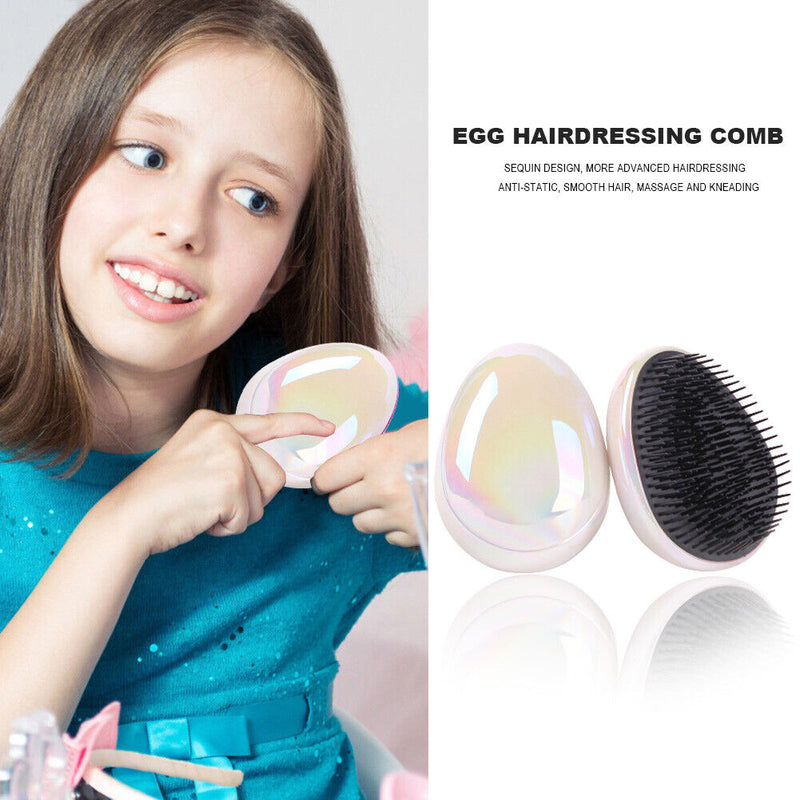 Detangling Soft Egg Round Comb Anti Static Straightening Hair Brush Salon Too