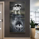 Dog Reflection Wolf Oil Paint By Numbers Kits DIY Handpainted on Canvas Wal