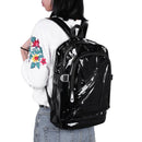 Women/Men PVC Clear Waterproof Backpacks Teen Hologram Schoolbags/Black