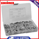 70pcs 7 Sizes Stainless Steel Single Ear Pants Clamps Clips Air Fuel Pipe Clips