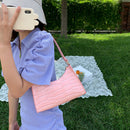 PU Alligator Pattern Underarm Bag Women Retro Solid Color Handbag (Pink)