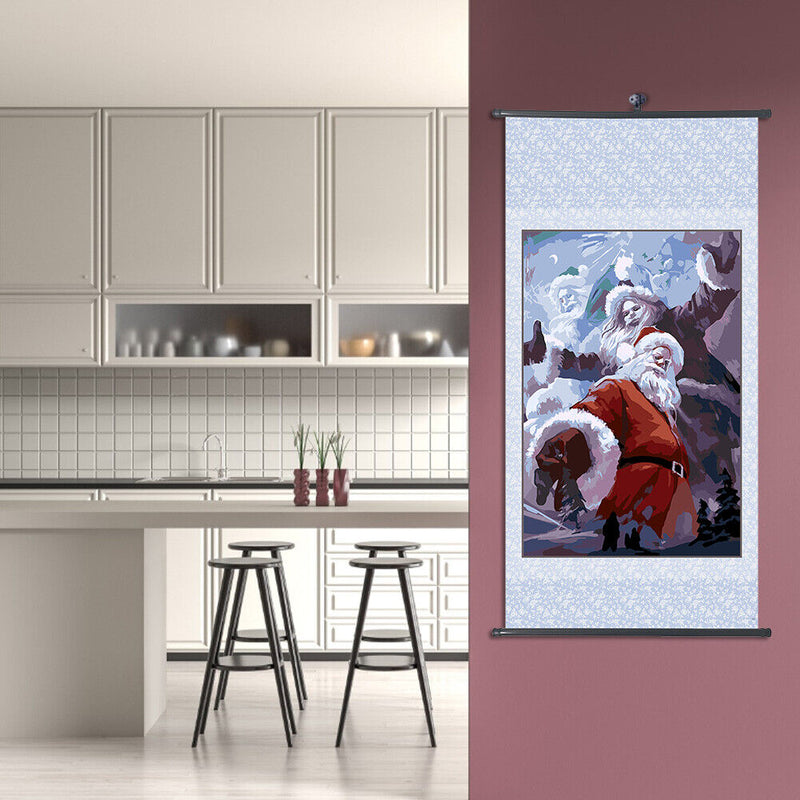 Framed Oil Paint By Numbers DIY Santa Picture Craft for Home Living Room Decor