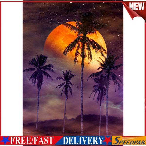 Mosaic 5D Diamond Full Painting DIY Drill Moonlight Sand Beach Round Kit #F