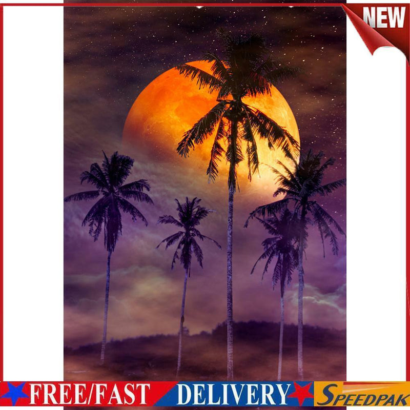 Mosaic 5D Diamond Full Painting DIY Drill Moonlight Sand Beach Round Kit