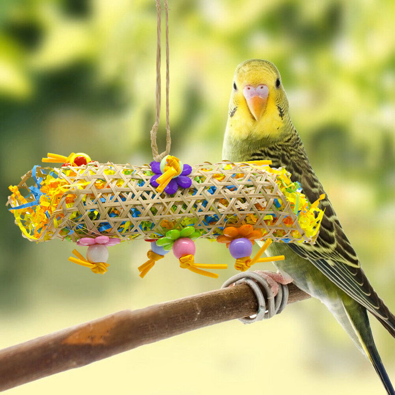 Parrots Shredder Toys Chewing Hanging Rattan Paper Strings Drawing with Bal