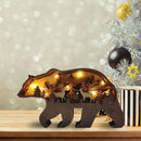 Wooden Ornaments Hollow Multi-Layer Animal Scene Display with Light (Bear) Newly