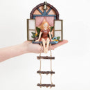 Outdoor Yard Art Ladder Window Door Sculpture Tree Statue Fairy House Hanging