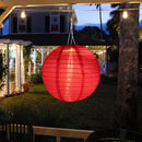 8 inch LED Round Solar Lantern Waterproof Pendant Garden Decor (Rose Red) Newly