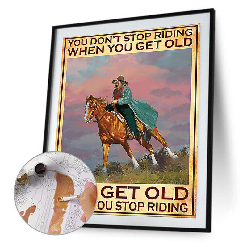 #A Retro Riding Girl Poster Oil Paint By Numbers Kit DIY Acrylic Wall Art Pict
