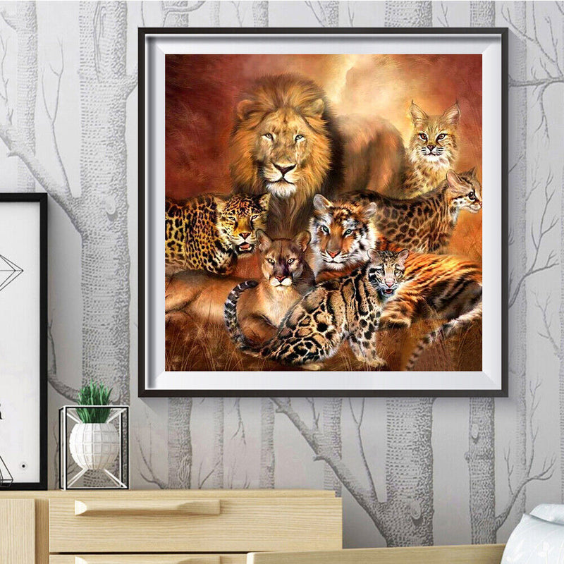 5D DIY Diamond Painting Jungle Animals Full Round Rhinestone Home Picture Newly