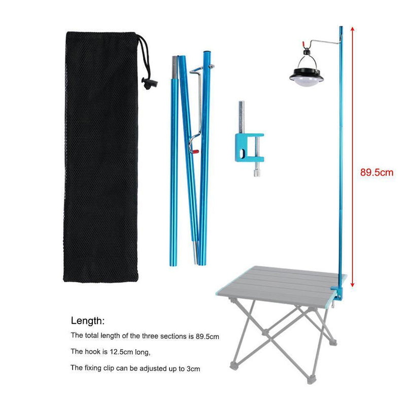 Portable Camping Pole Lamp Stand Folding Picnic Hanger Light Bracket Holder
