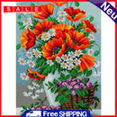 Full Cross Stitch 11CT DIY Red Flower Printed Embroidery Home Hanging Decoration