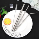 5pcs Stainless Steel Reusable Drinking Straw Set with Cleaner Brush Kitchen T