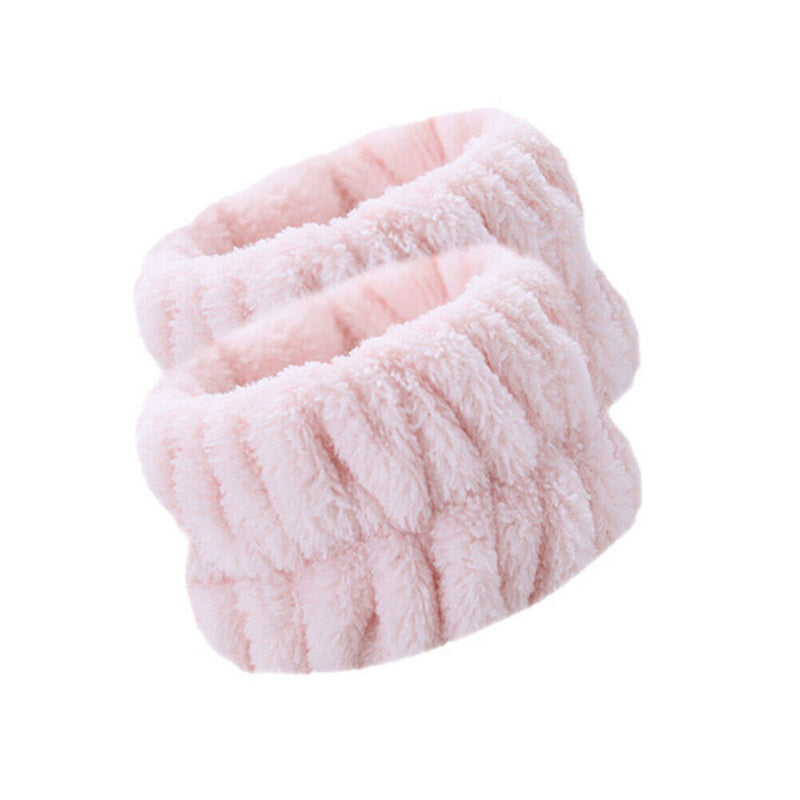 #A 2pcs Absorbent Sweatband Wrist Flannel Wash Towel Band Reusable for Washing F