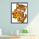 14CT Counted Cross Stitch Kits DIY Sunflower Cat Embroidery Home Needlework