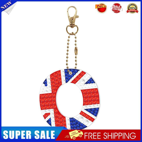 Letter Crystal Diamond Painting Acrylic Keychain DIY Key Ring Pendant (O)