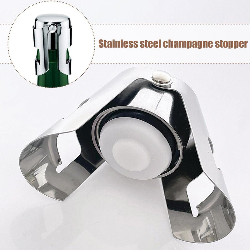 Steel Sparkling Champagne Bottle Sealer Saver Wine Champagne Stopper.