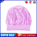Women Night Sleep Hair Cap Satin Adjustable Curly Hair Styling Hat (Purple)