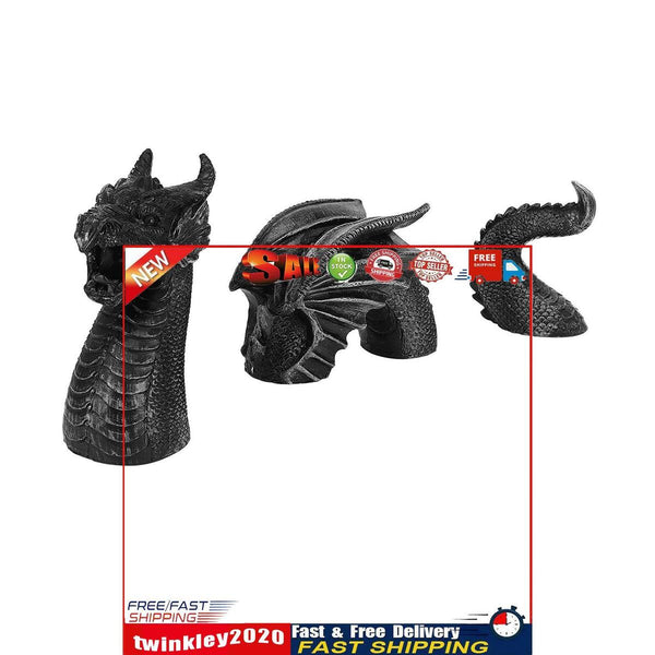 Gothic Dragon Statues Fantasy Animal Dragon Figures Garden Decor (Black) Newly