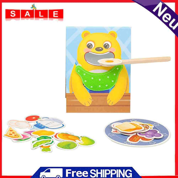 Hungry Bear Feeding Table Game Pretend Play Chopsticks Spoons Training Toys