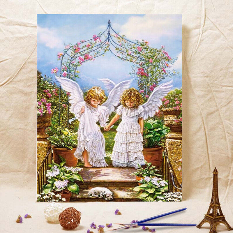 Oil Paint By Numbers Picture DIY Painting Angle Baby Acrylic Paint Art Decor