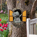 Dinosaur Climbing Windows Sculpture Garden Dragon Opening Door Statue (A) Newly
