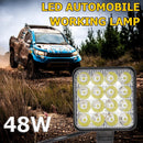 16LED Work Lamp 48W 2880LM 6500K Waterproof Square Car Truck Mini Spotlight