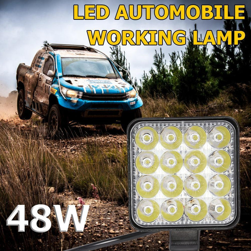 16LED Work Lamp 48W 2880LM 6500K Waterproof Square Car Truck Mini Spotlight