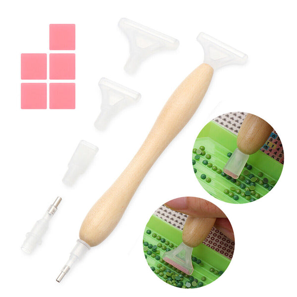 Head 5D Diamond Painting Point Drill Pen Wooden Handle Diamond Painting Tool