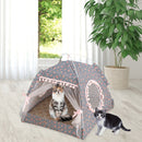 Dog Bed Cat Tent House Mat Puppy Kennel Cushion Pet Pad Supply (Grey M) Newly