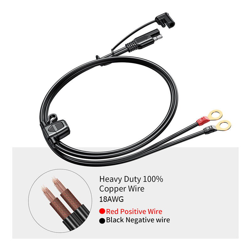 12-24V 18AWG SAE 2 Pin Quick Disconnect To O Ring Terminal Harness Connecter