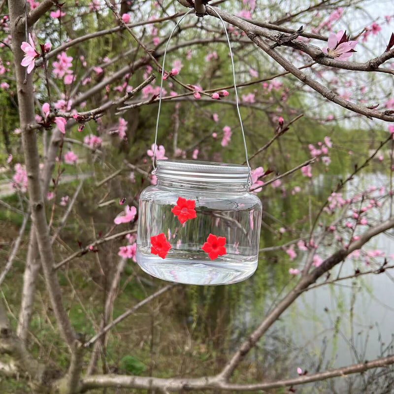 Bird Feeder Hanging Mason Jar Hummingbird Feeder for Patio Garden (Clear)