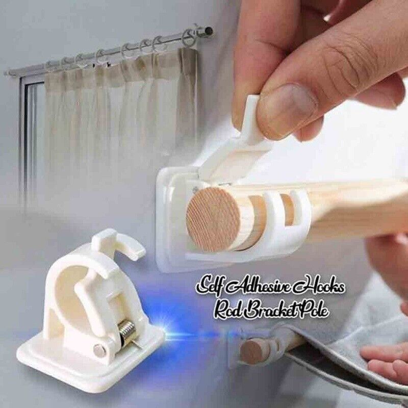 2* Nail-free Adjustable Rod Bracket Holders Magic Wall Hanging Rod Curtain Rail
