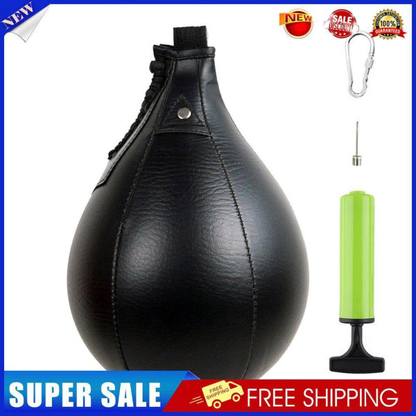 PU Boxing Speed Ball Training Inflatable Punching Pear-Shaped Bag (Black)