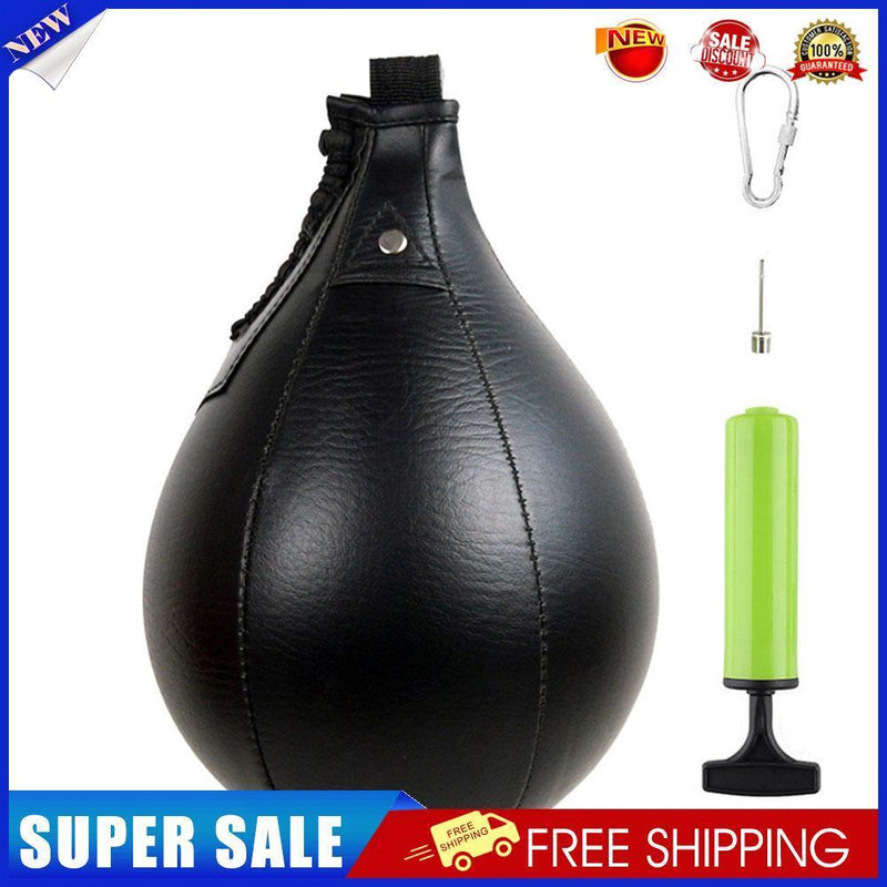 PU Boxing Speed Ball Training Inflatable Punching Pear-Shaped Bag (Black)