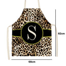 Leopard S Printed Linen Apron Waterproof Kitchen Cooking Bibs (82X68CM)