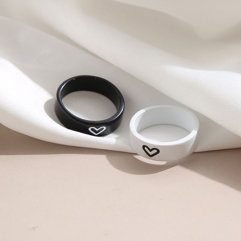 Weddings Romantic Couple Rings Rings Combination Black White Love Lover Gifts